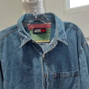 Vintage Tommy Hilfiger Men Jean Button Up Shirt Size Large